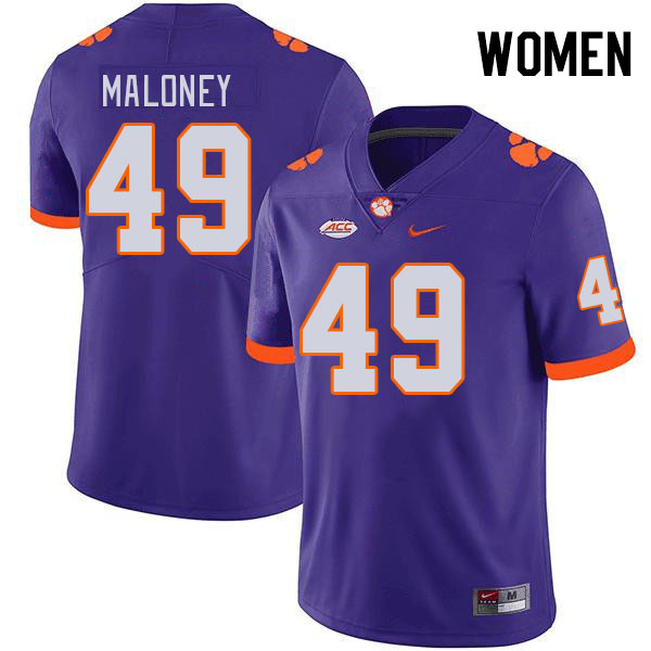 Women #49 Matthew Maloney Clemson Tigers College Football Jerseys Stitched-Purple